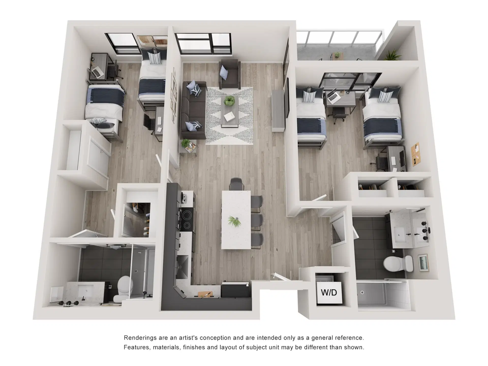 Tessera, Los Angeles – Room in A 2 Bedroom 2 Bathroom | B1