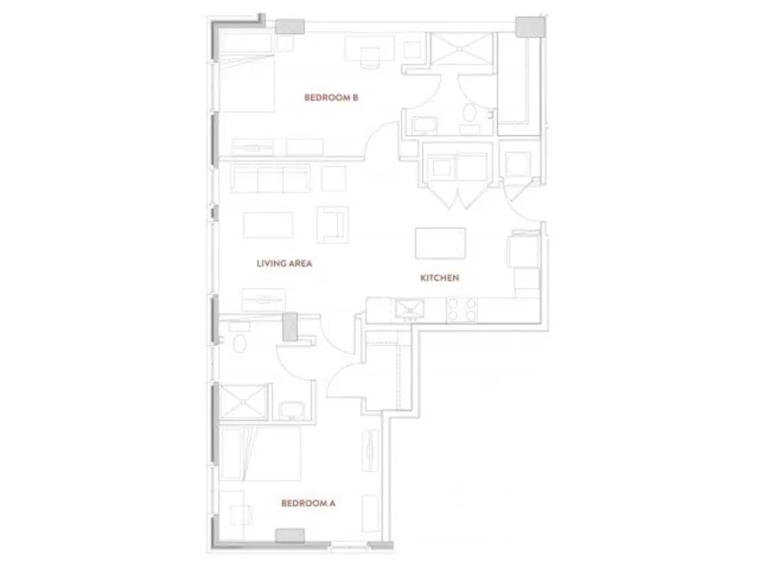 Foundry Lofts, Ann Arbor – Room in A 2 Bedroom 2 Bathroom | B3