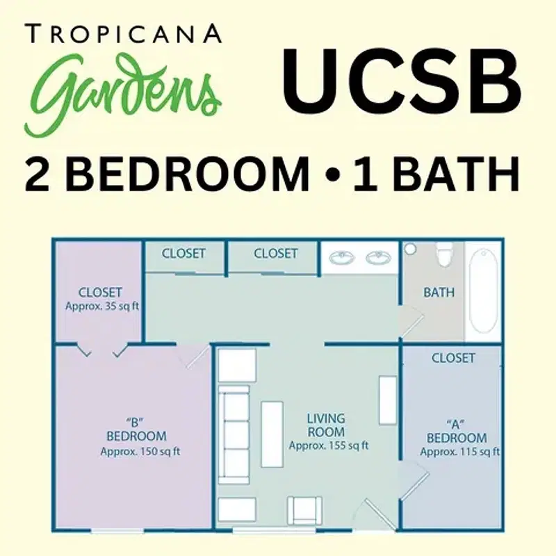 Tropicana Gardens, Santa Barbara – 2 Bed 1 Bath