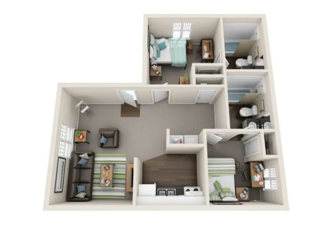 The One At Lubbock, Lubbock – Private Room - 2 Bed - 2 Bath Large