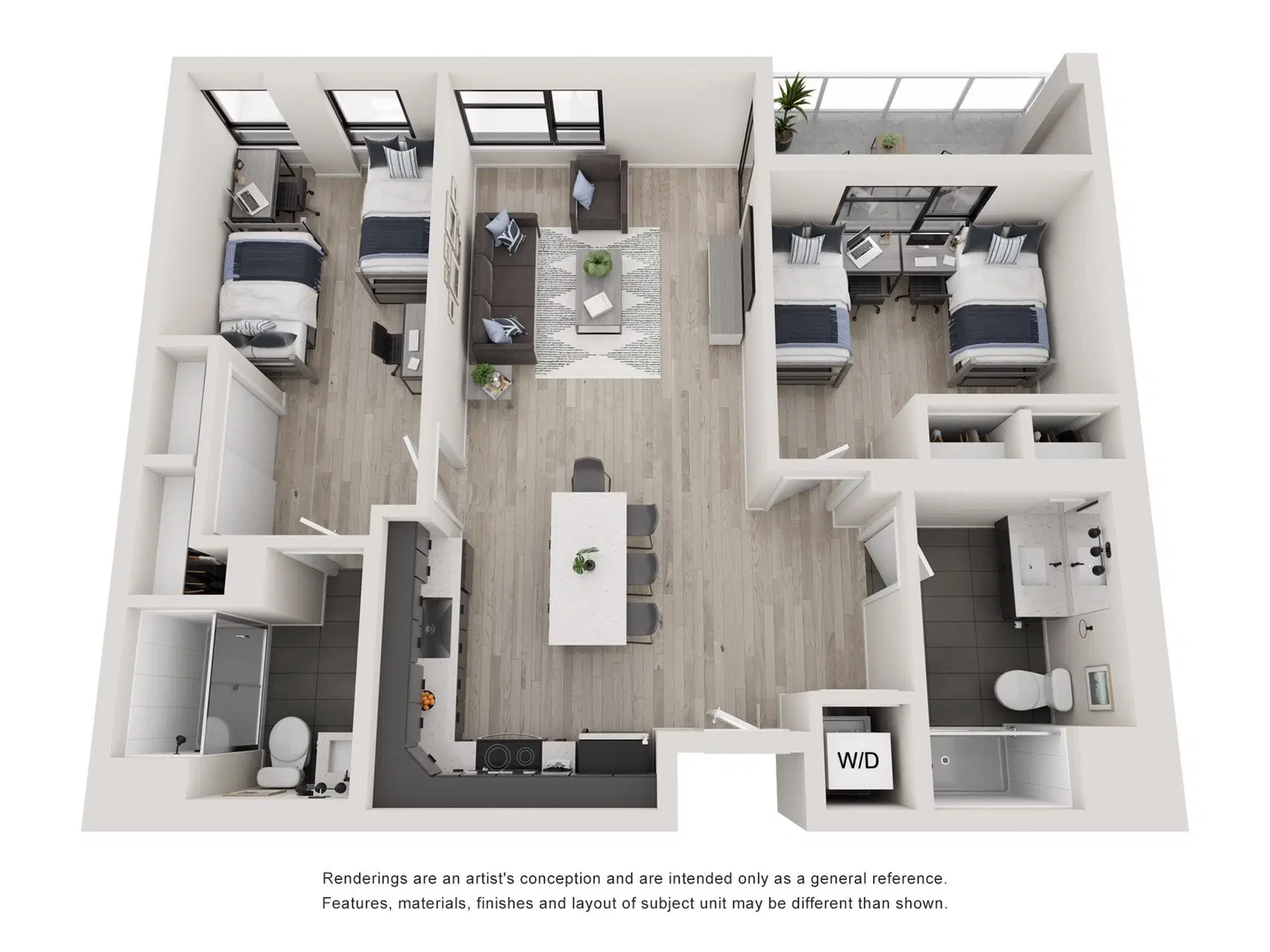Tessera, Los Angeles – Room in A 2 Bedroom 2 Bathroom | B2