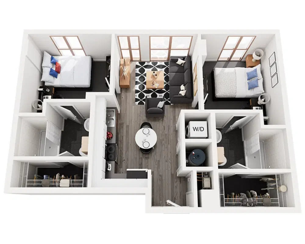 Foundry Lofts, Ann Arbor – Room in A 2 Bedroom 2 Bathroom | B8