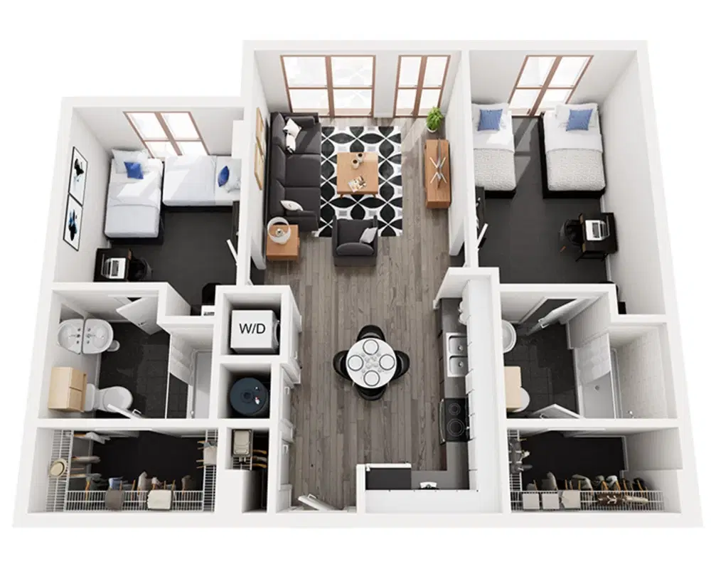 Foundry Lofts, Ann Arbor – Room in A 2 Bedroom 2 Bathroom | B1b Double Occupant
