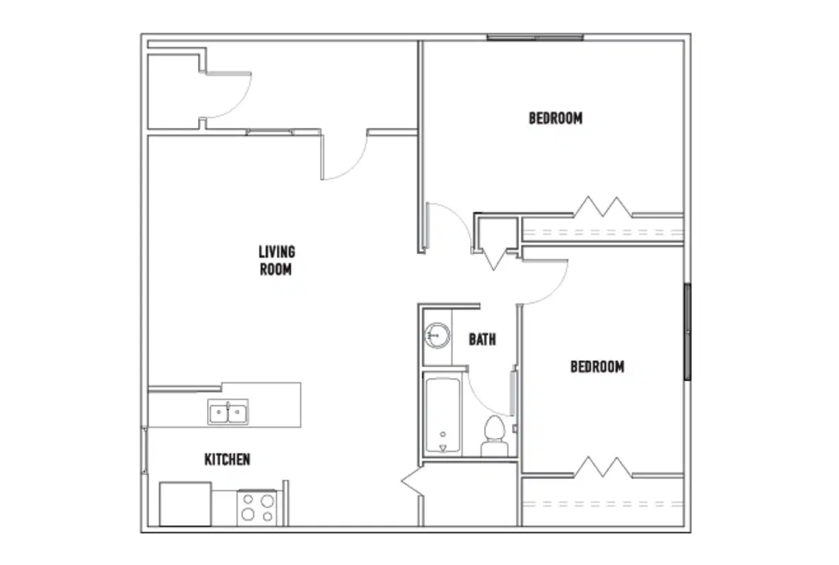 Willowtree Apartments & Tower, Ann Arbor – Tower - 2 Bed - 1 Bath C with Balcony Unfurnished