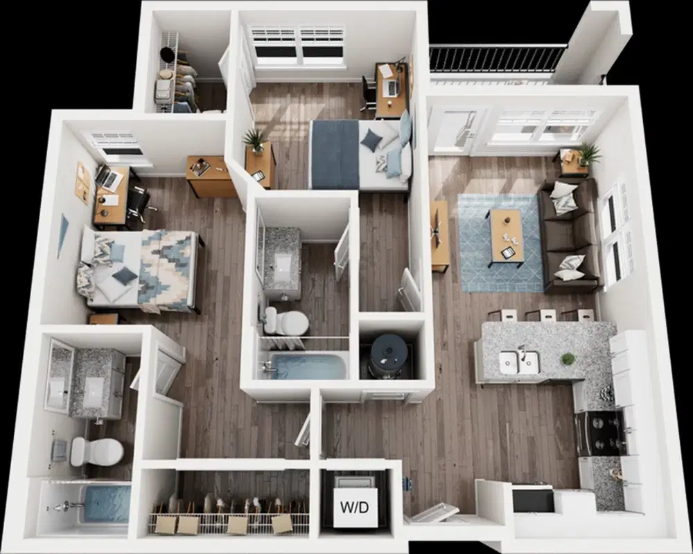 Quantum On West Call, Tallahassee – Private Room - B1 (2 Bed - 2 Bath)