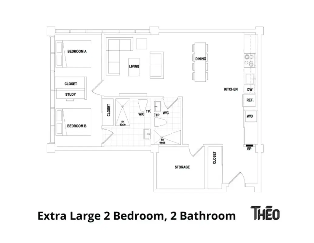 Theo, Ottawa – Extra Large 2 Bedroom 2 Bathroom