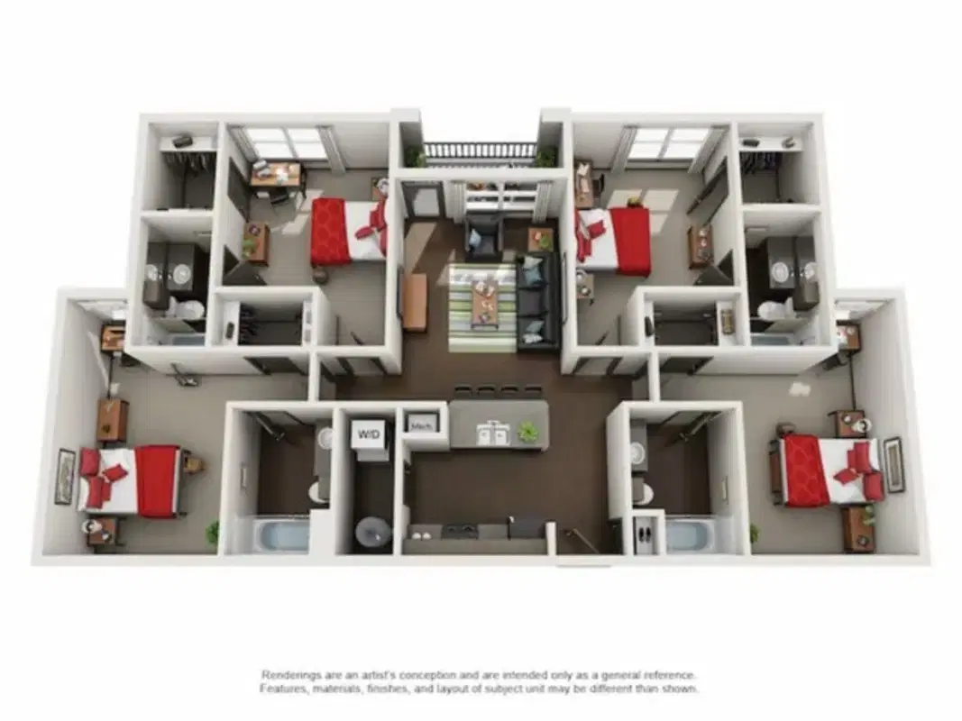 The Crimson, Tuscaloosa – Room in a 4 Bedroom 4 Bathroom | D2