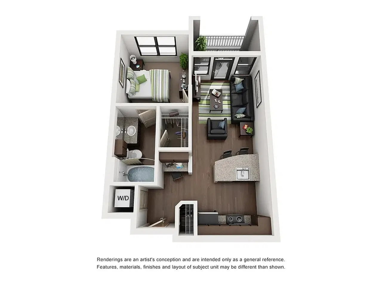 The Domain At Columbia, Columbia – 1 Bedroom 1 Bathroom | A2
