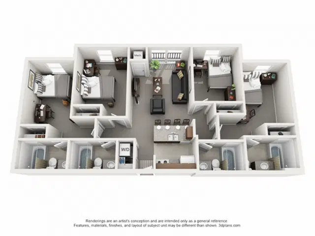 The Courtyards, Ann Arbor – 4 Bedroom 4 Bathroom