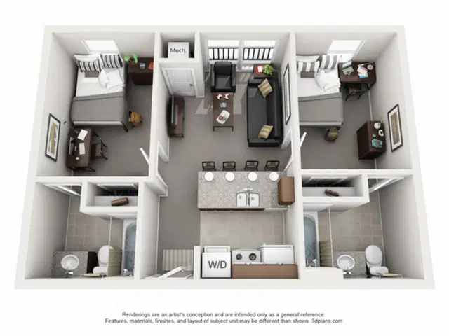 The Courtyards, Ann Arbor – 2 Bedroom 2 Bathroom