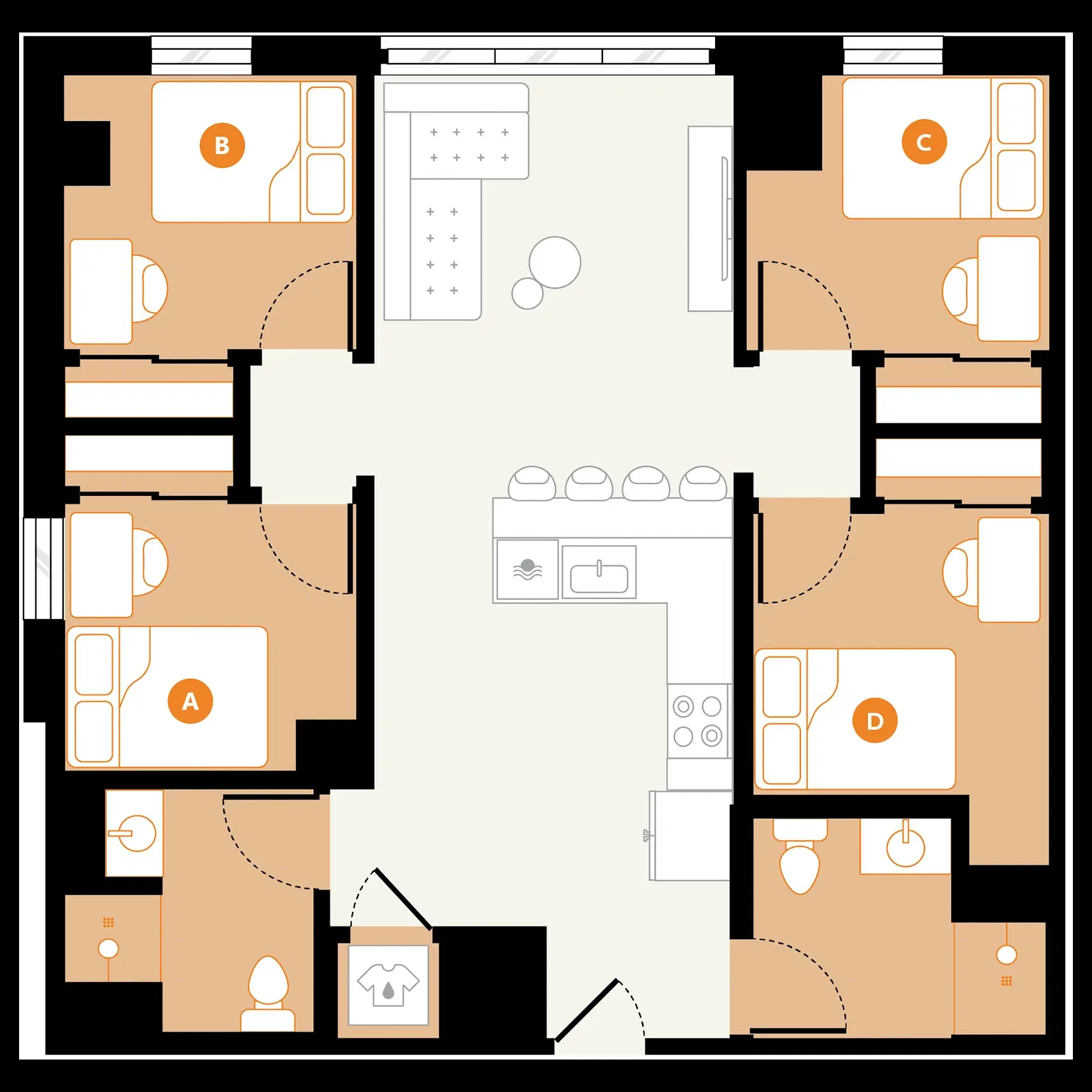 Hub on Campus, Champaign – 4 Bed 2 Bath
