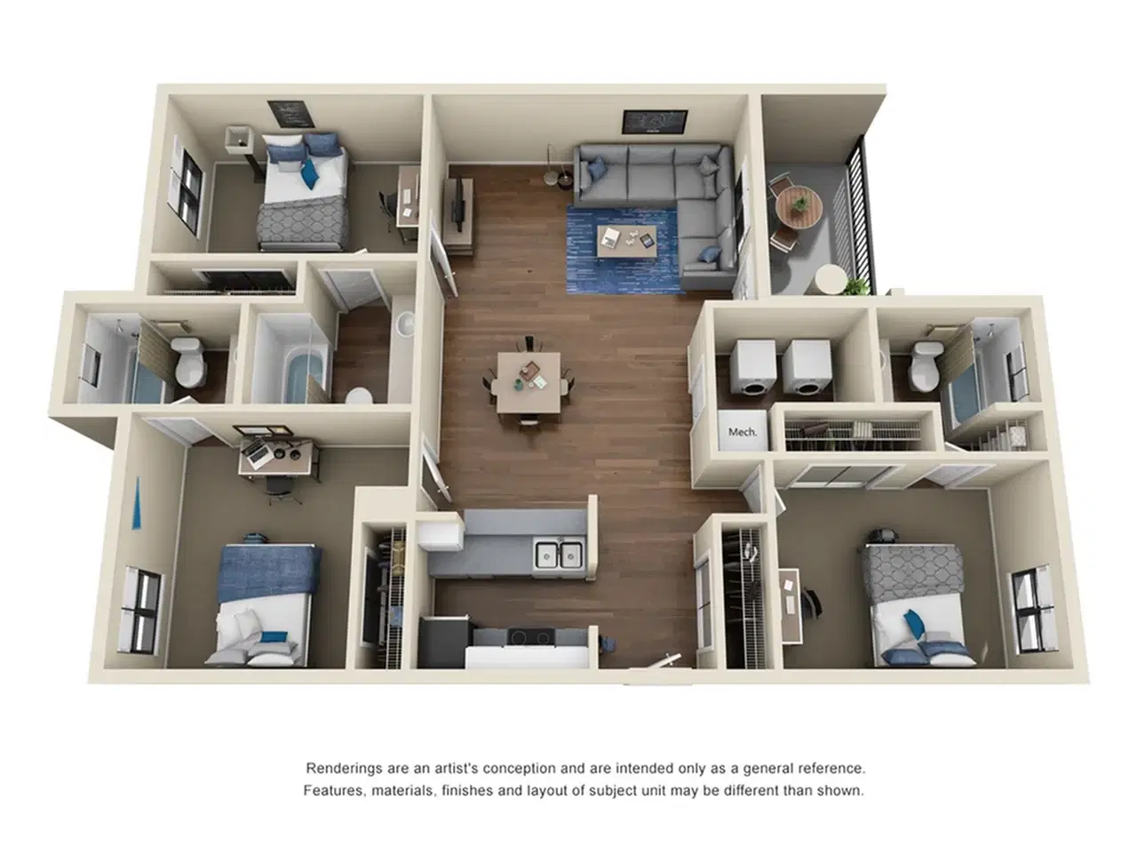 The Wilde, Raleigh – 3 Bedroom 3 Bathroom