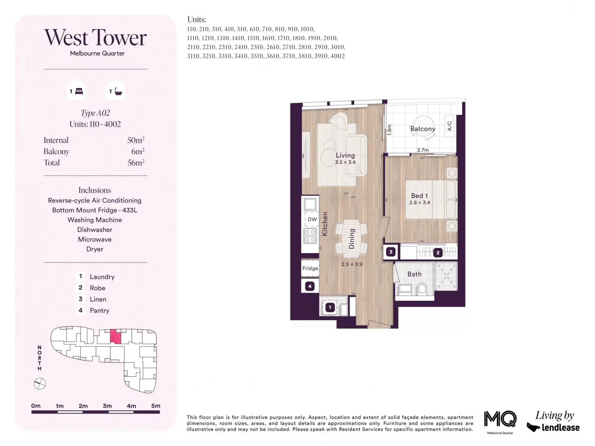 West Tower, Melbourne Quarter, Melbourne – 1 Bed Bath Apartment (UF)