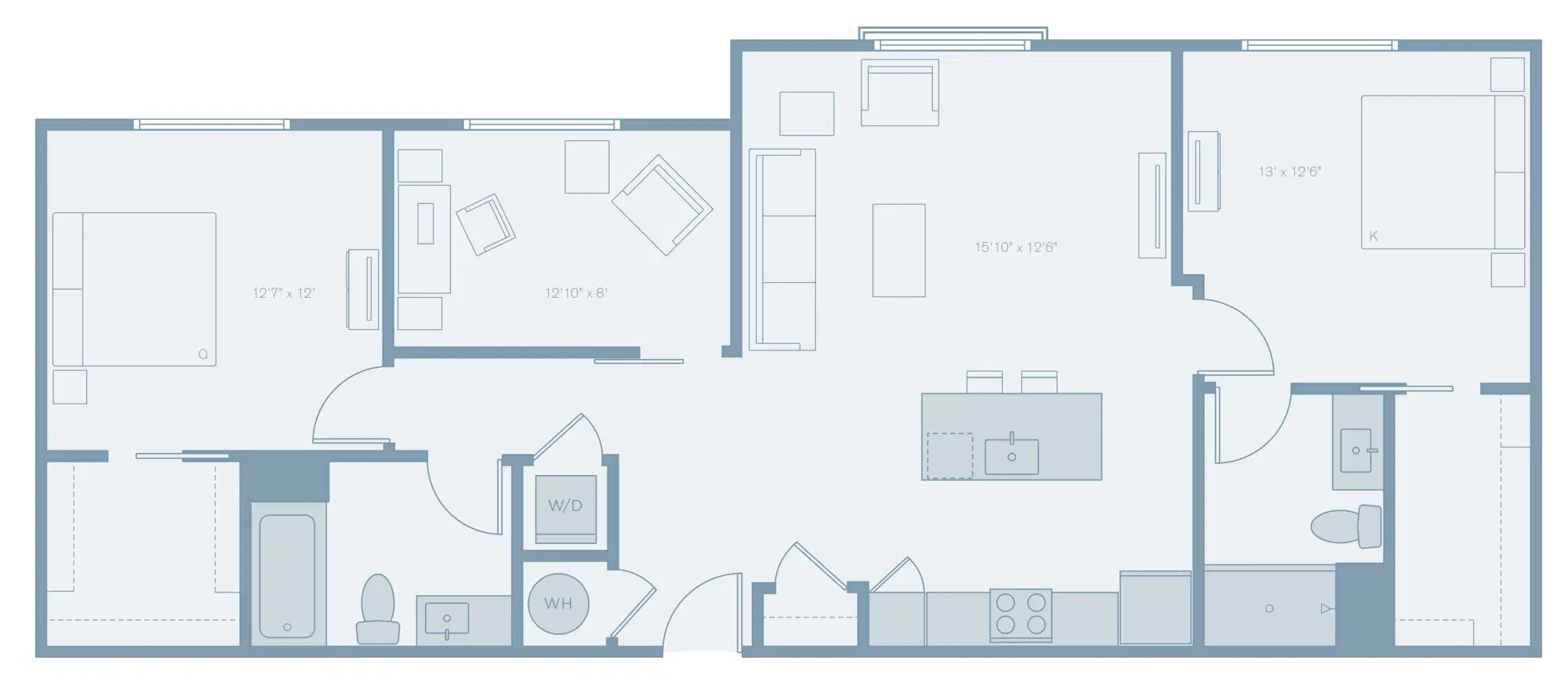 The Residences At The Sutton, Columbus – Room in 2 Bedroom 2 Bathroom | C5