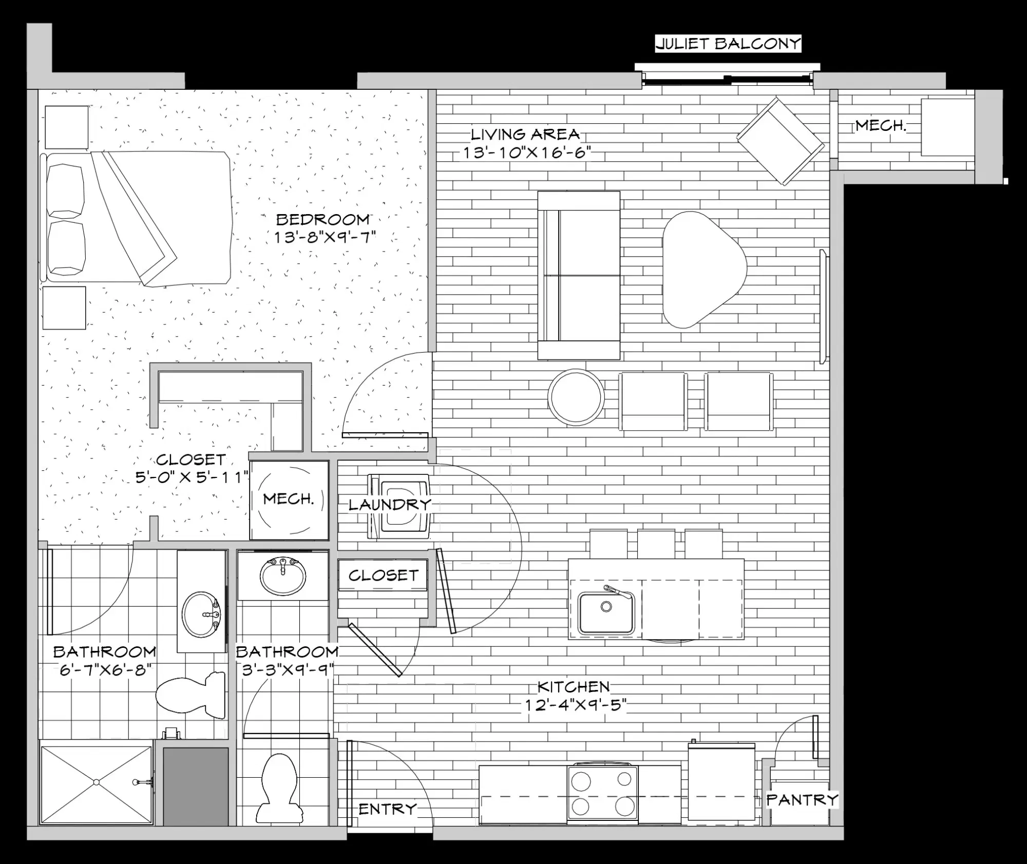 The Jerome, Columbus – 1 Bed 1.5 Bath | B.10