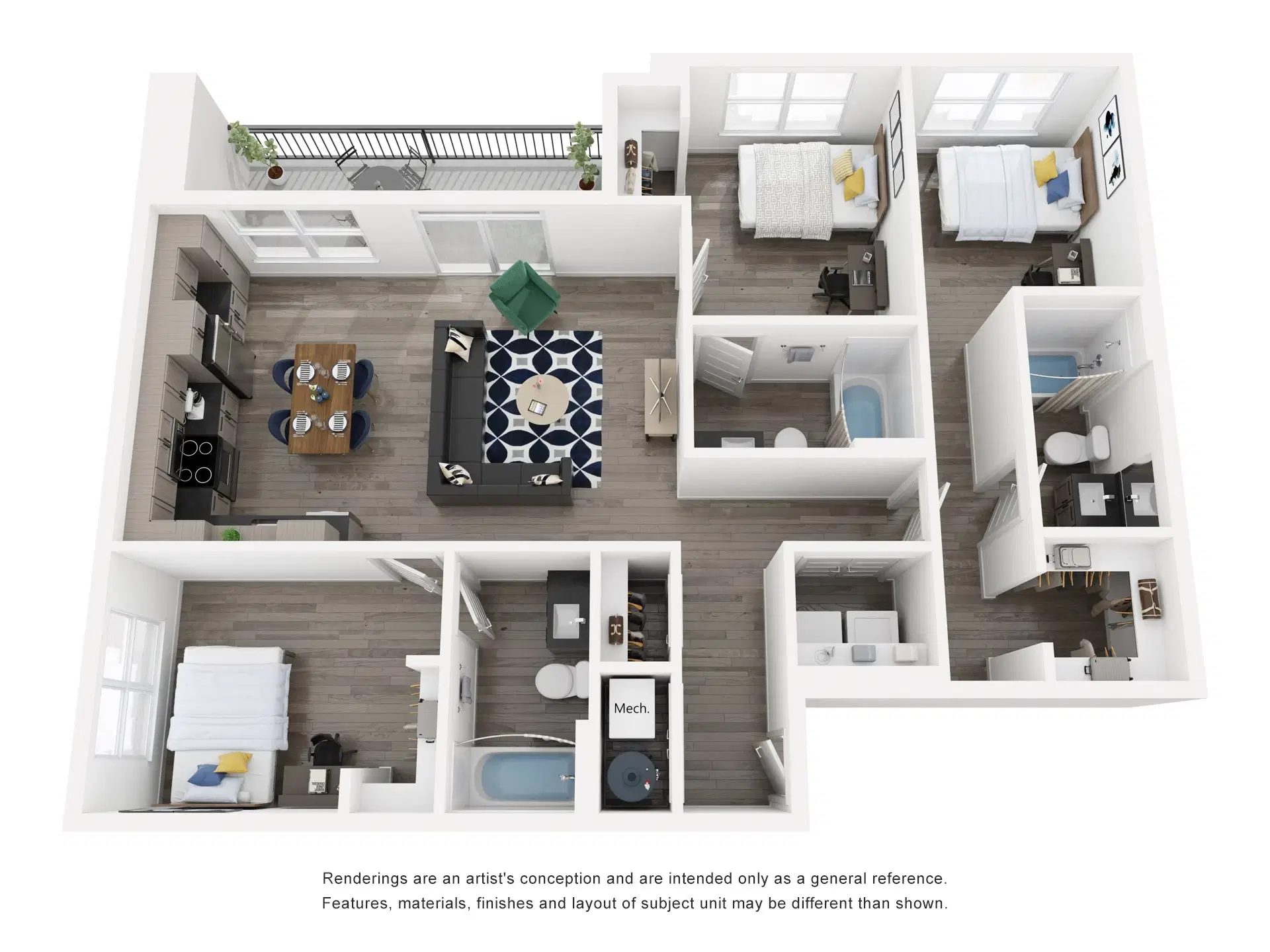The Marshall on 5th, Birmingham – Room in 3 Bedroom 3 Bathroom | C2