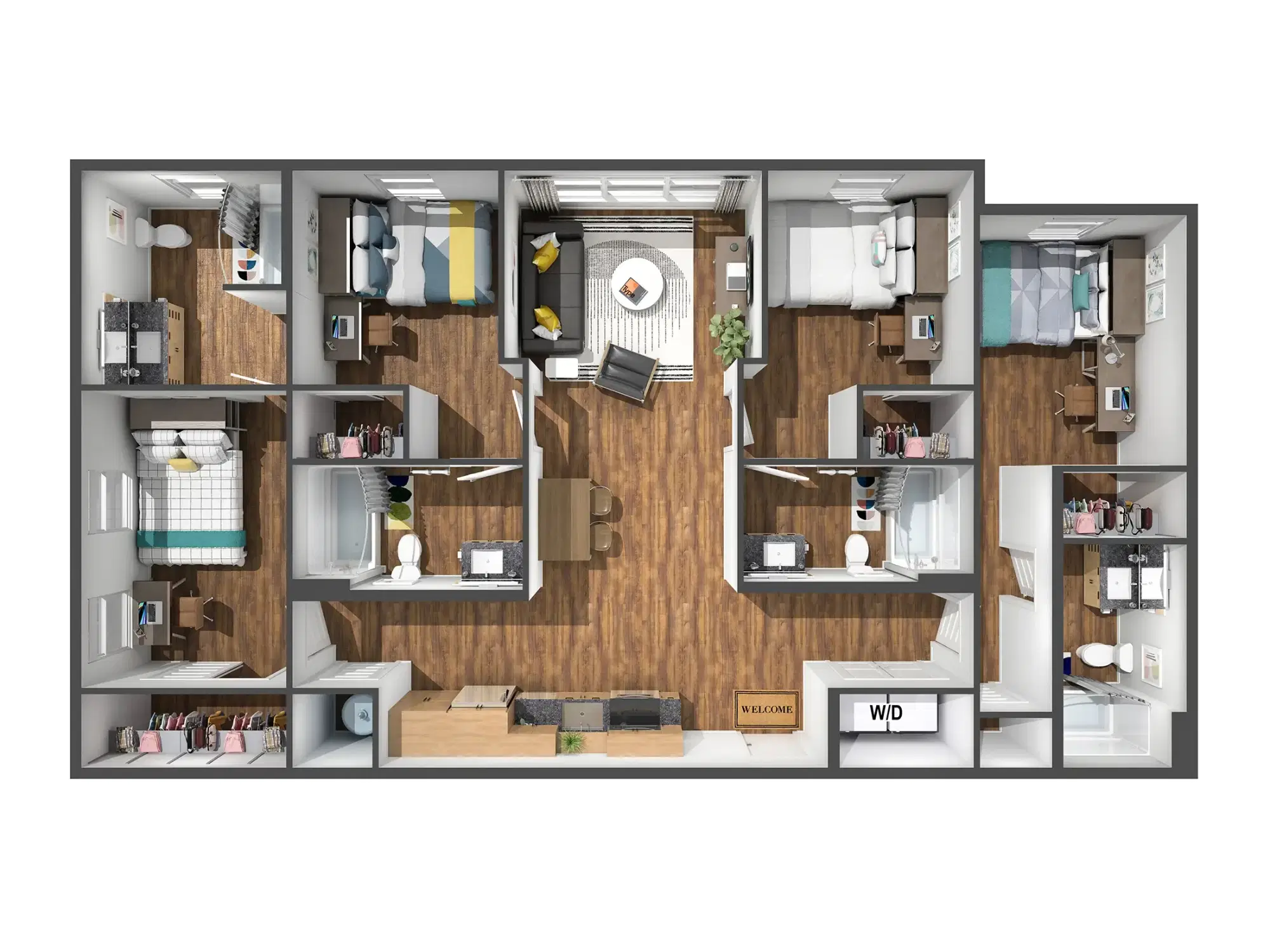 The Marshall on 3rd, Birmingham – Room in 4 Bedroom 4 Bathroom | D2