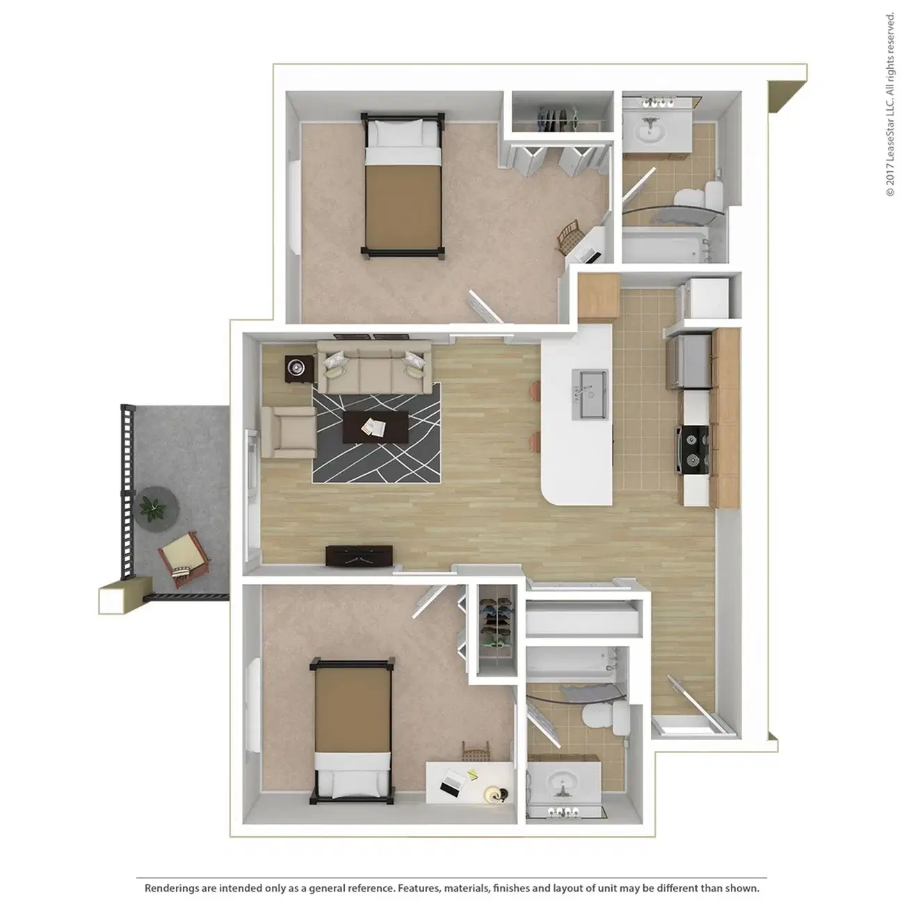 Campus Court Lexington, Lexington – 2 Bed, 2 Bath Standard