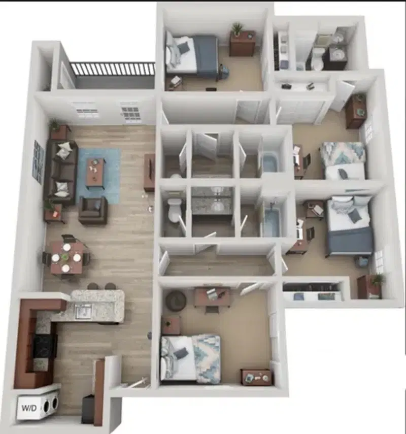 Flatts at South Campus, Oxford – 4 Bedroom 3 Bathroom |D3