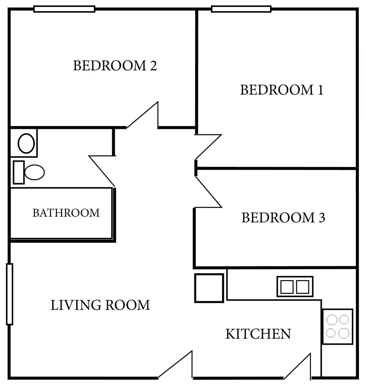 Across the Street, Denton – 3 Bedroom 1 Bathroom | C1