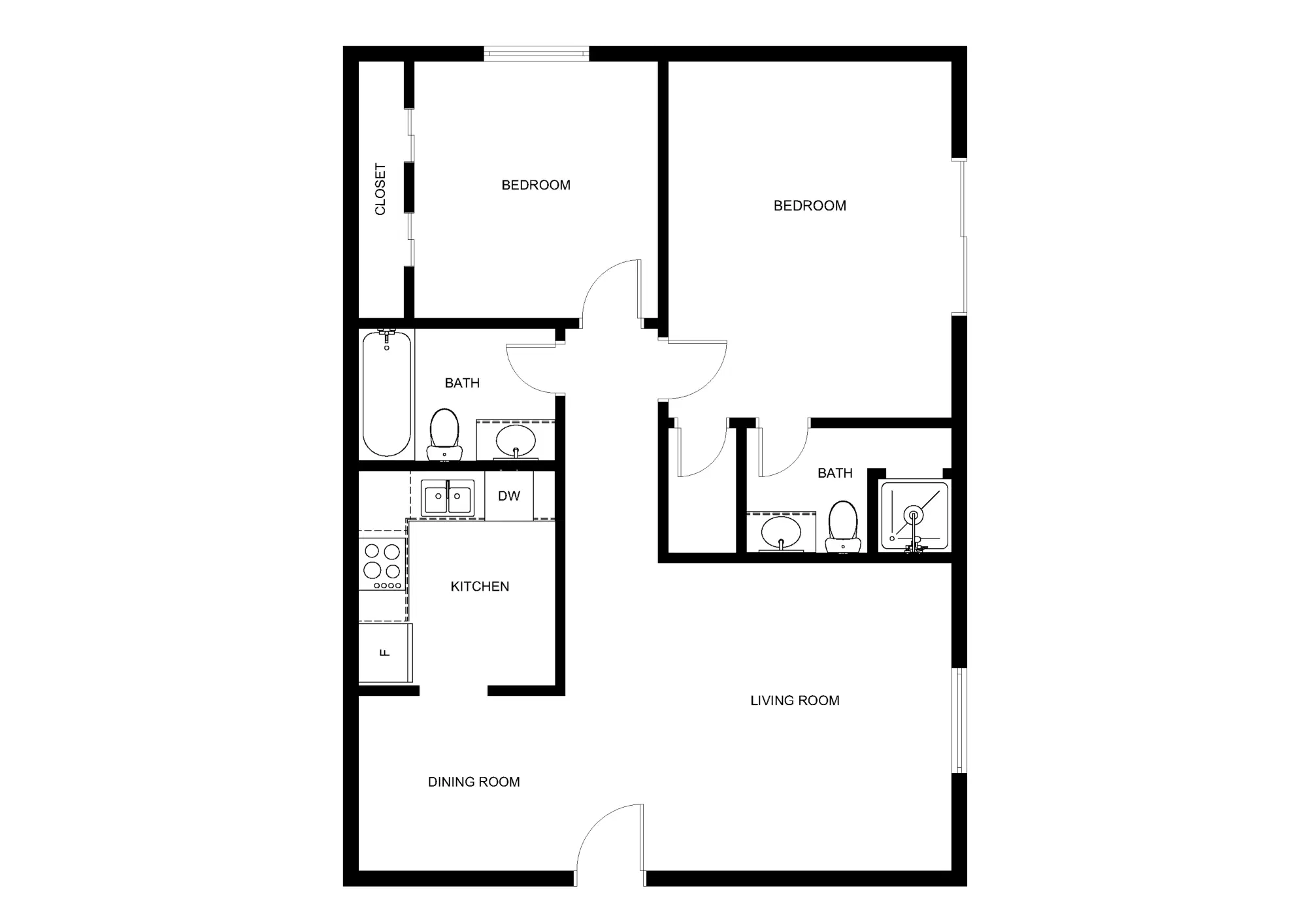 Crash Pads I, Denton – 2 Bedroom 2 Bathroom | B1