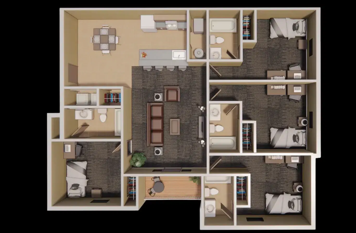 Buckeye Village Apartments, Mansfield – Room in a 4 Bed 4 Bath