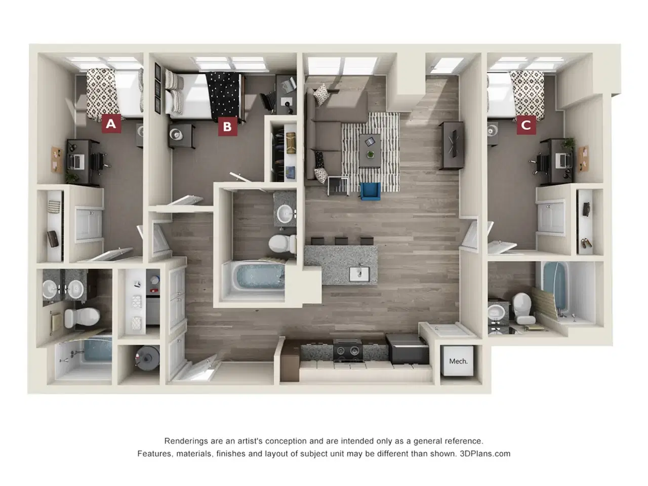 The Mark Atlanta, Atlanta – Room in a 3 Bed 3 Bath | The Chastain 3x3