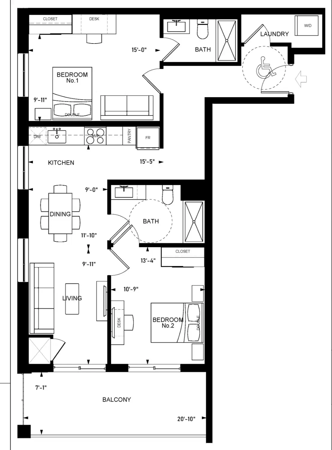 Flex Rentals, Waterloo – 2 Bedroom (Barrier Free)