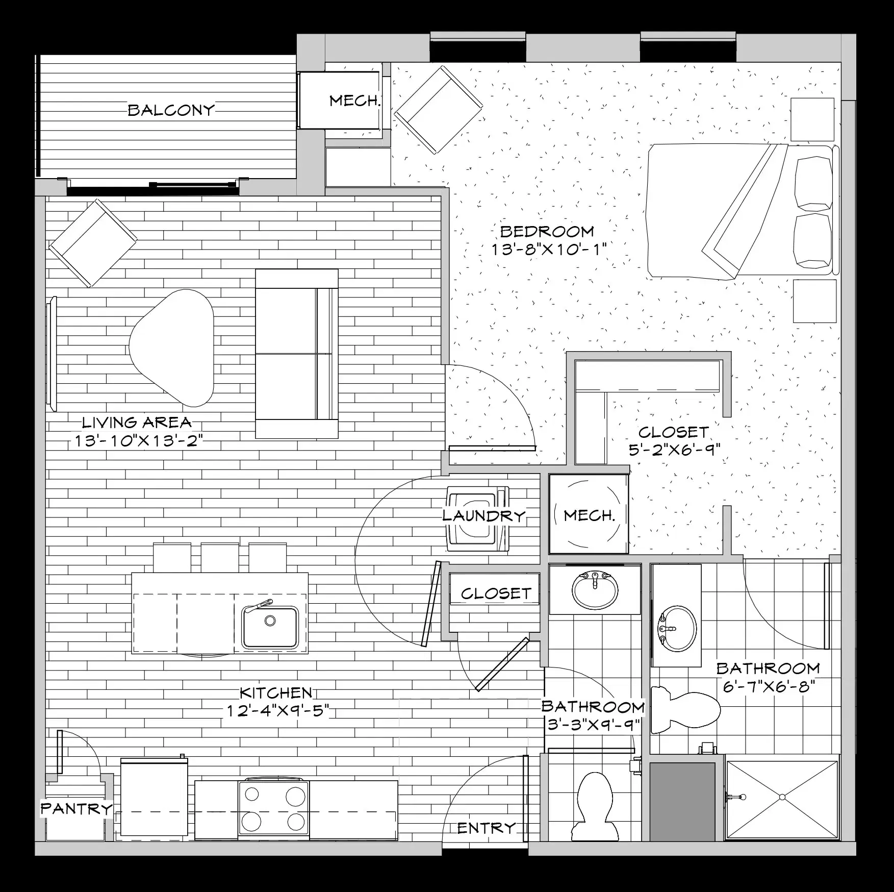 The Jerome, Columbus – 1 Bed 1.5 Bath | B.9
