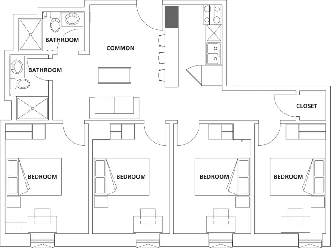 CampusOne, Toronto – Room in a 4 Bed 2 Bath | Premium
