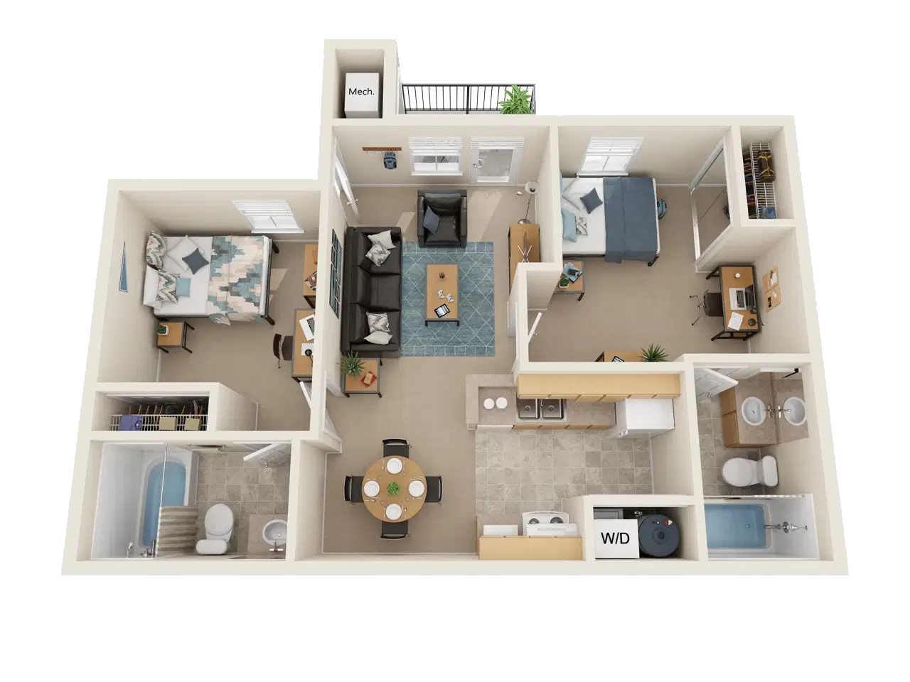 Village at Bluegrass Apartments, Mount Pleasant – Room in 2 Bedroom 2 Bathroom