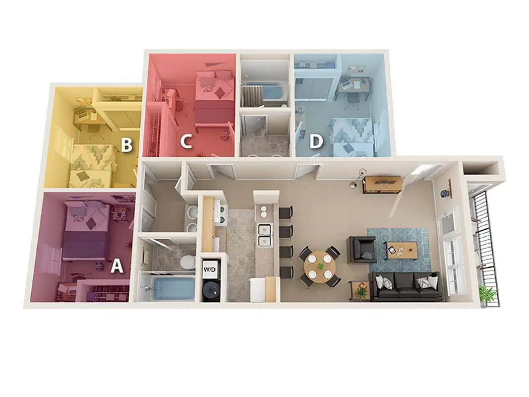 Village at Bluegrass Apartments, Mount Pleasant – Room in 4 Bedroom 4 Bathroom | Standard
