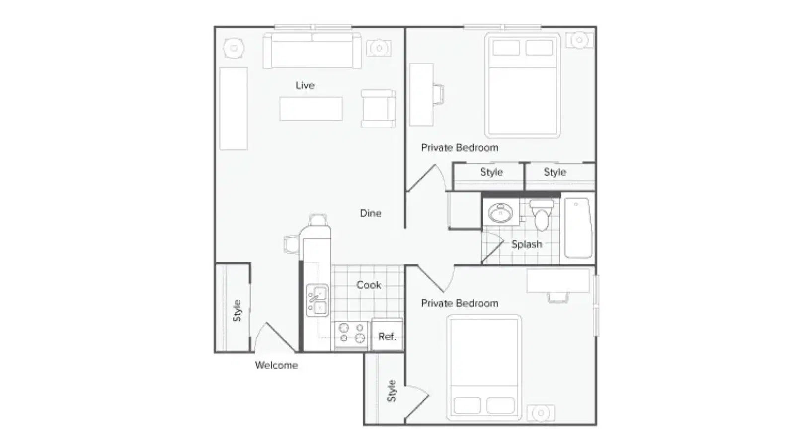 Tradition, Knoxville – Room in a 2 Bedroom 1 Bathroom | Porters