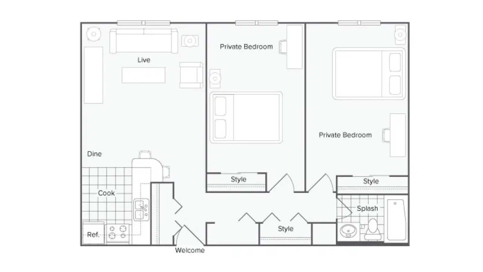 Tradition, Knoxville – Room in a 2 Bedroom 1 Bathroom | Sugarland