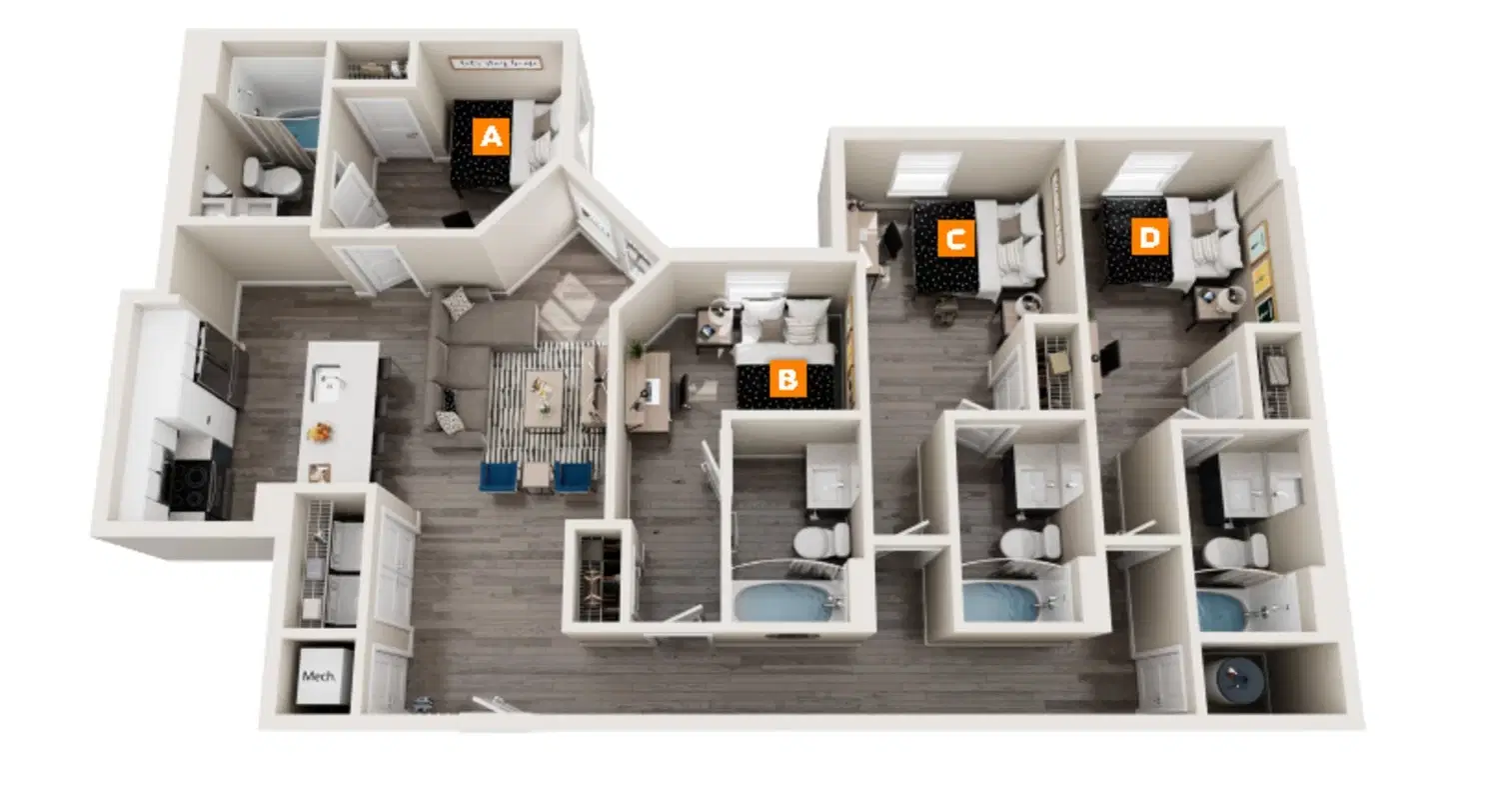 The Mark, Knoxville – Room in a 4 Bedroom 4 Bathroom | D5