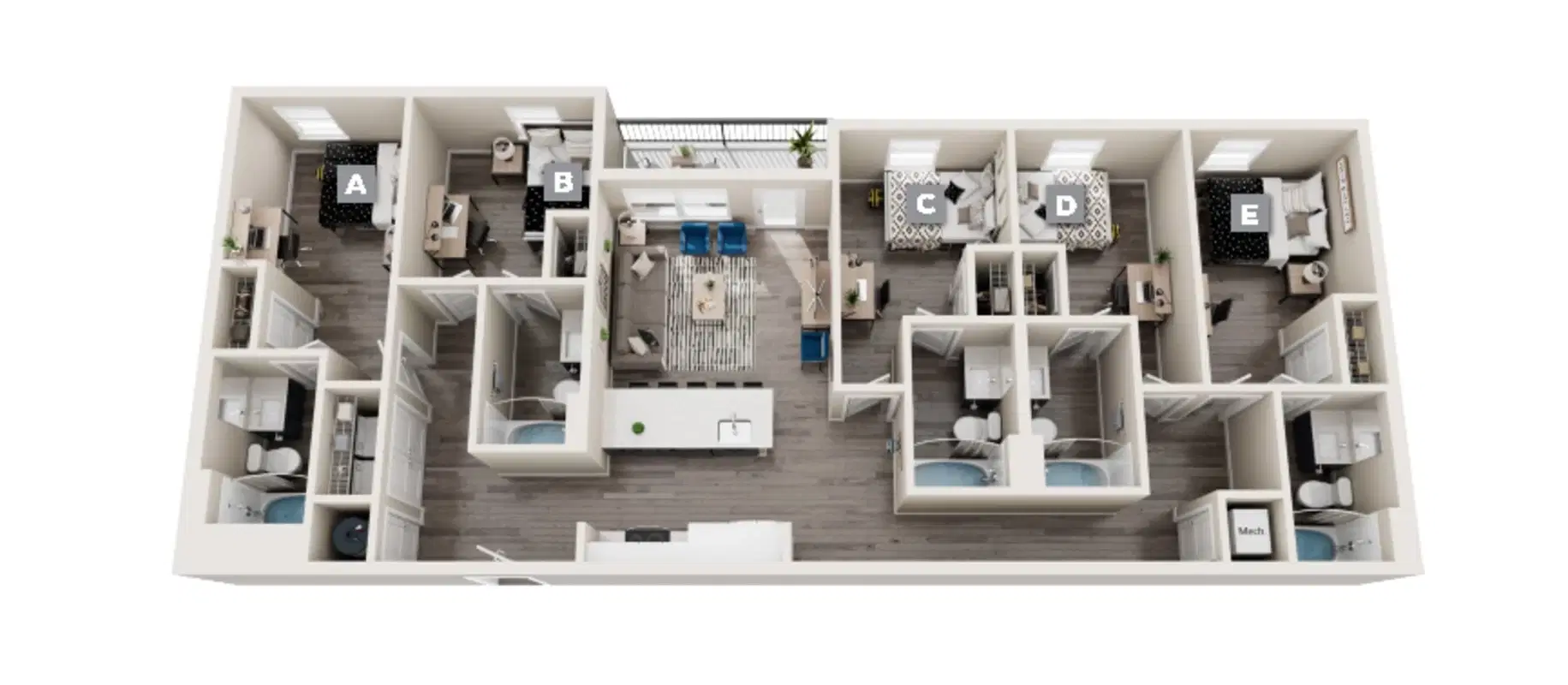 The Mark, Knoxville – Room in a 5 Bedroom 5 Bathroom | E5