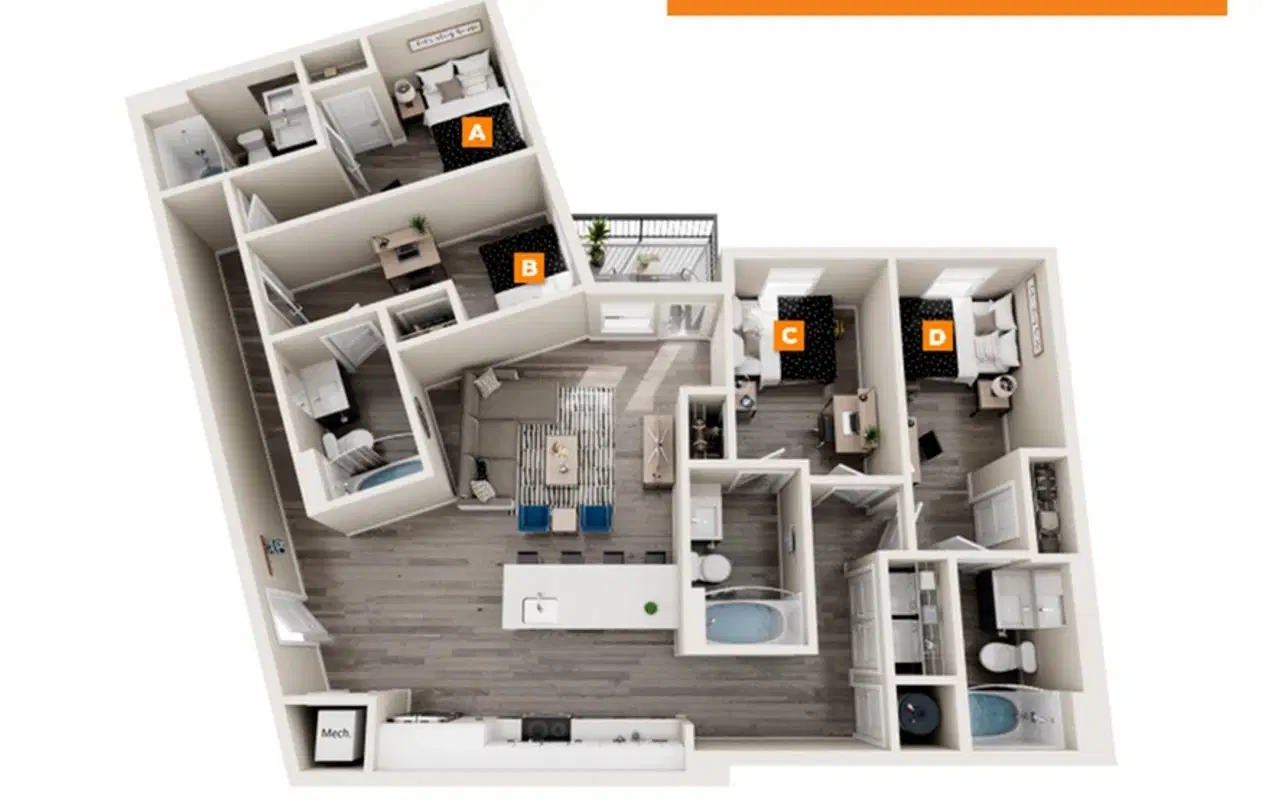 The Mark, Knoxville – Room in a 4 Bedroom 4 Bathroom | D11