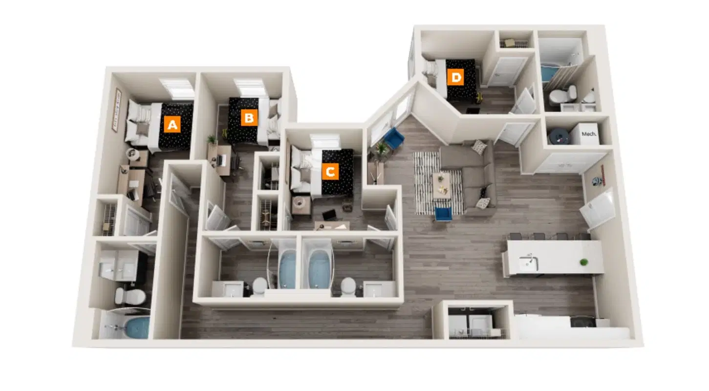 The Mark, Knoxville – Room in a 4 Bedroom 4 Bathroom | D12B