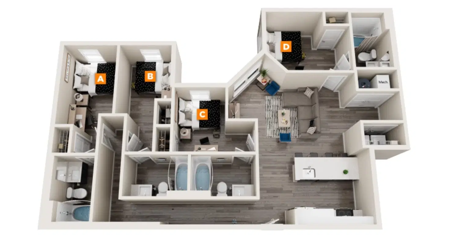 The Mark, Knoxville – Room in a 4 Bedroom 4 Bathroom | D19