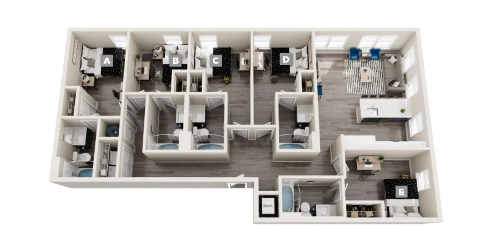 The Mark, Knoxville – Room in a 5 Bedroom 5 Bathroom | E2