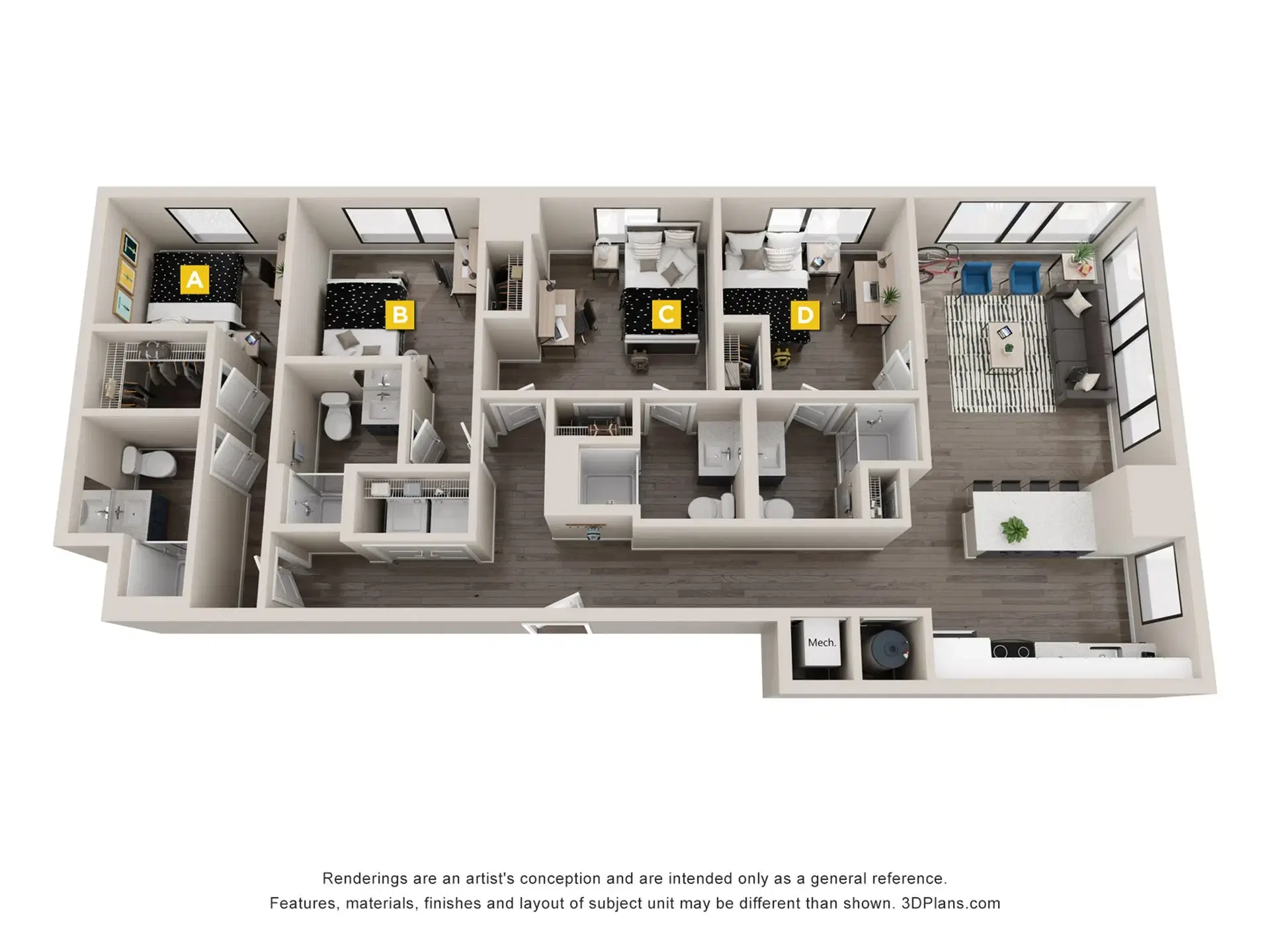 The Legacy at Ann Arbor, Ann Arbor – Room in a 4 Bedroom 4 Bathroom | D4