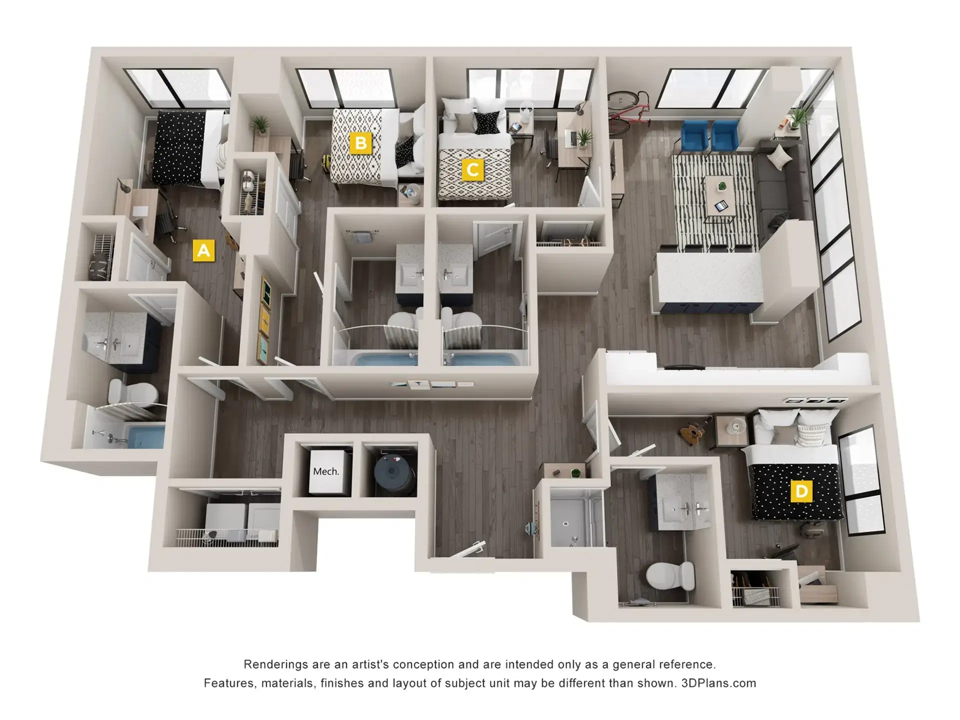 The Legacy at Ann Arbor, Ann Arbor – Room in a 4 Bedroom 4 Bathroom | D3