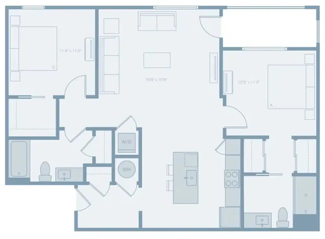 The Residences At The Sutton, Columbus – Room in 2 Bedroom 2 Bathroom | C2