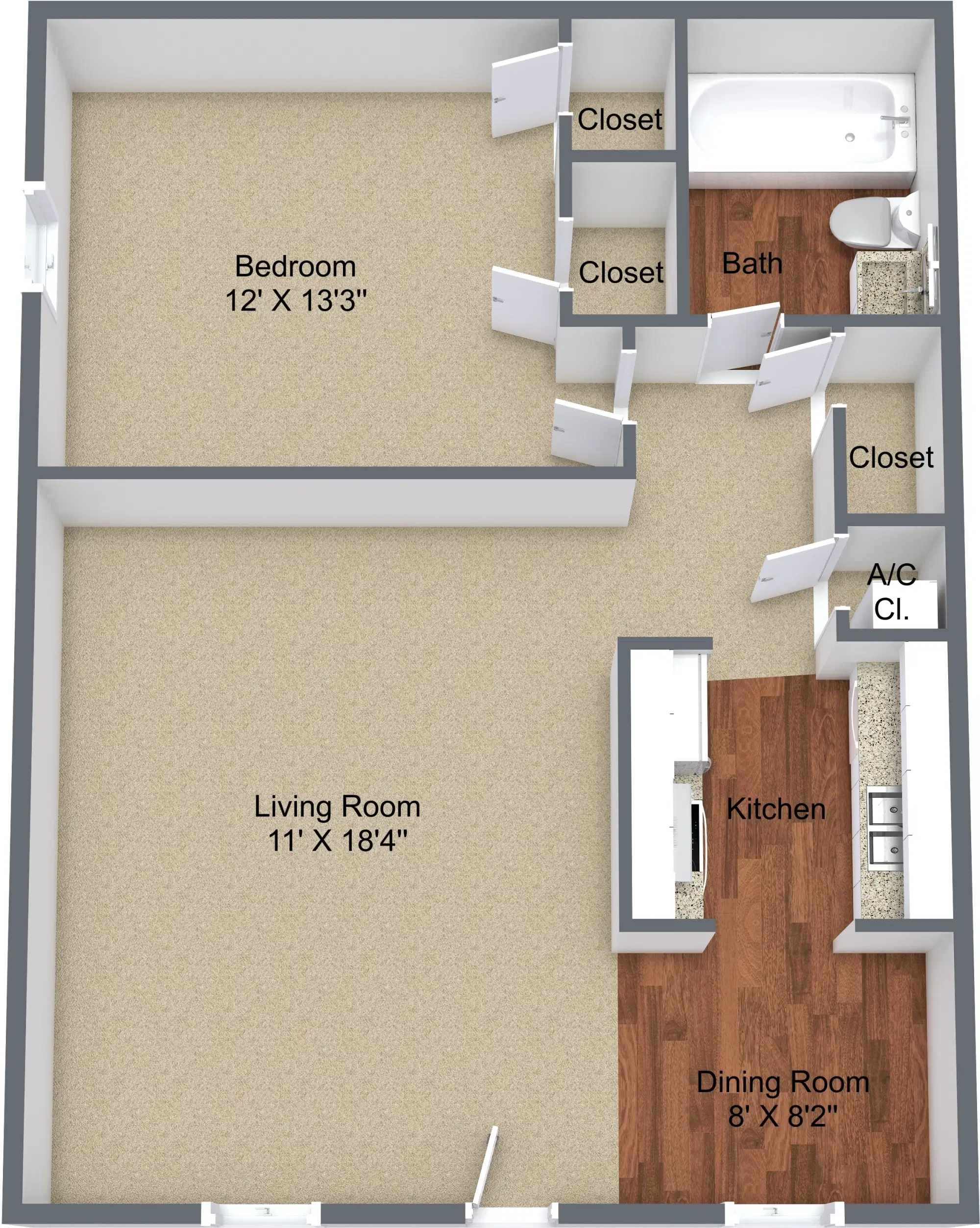Carolina Crossing Apartments, Greenville – 1 Bed 1 Bath | The Camelia