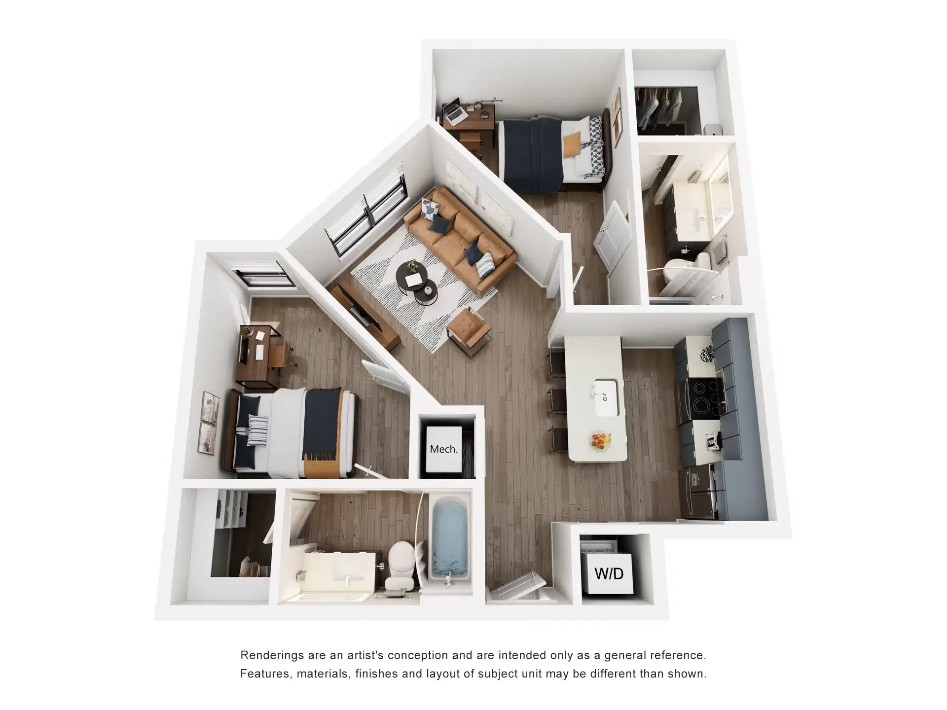 The Rook, Orlando – Room in 2 Bedroom 2 Bathroom | B2