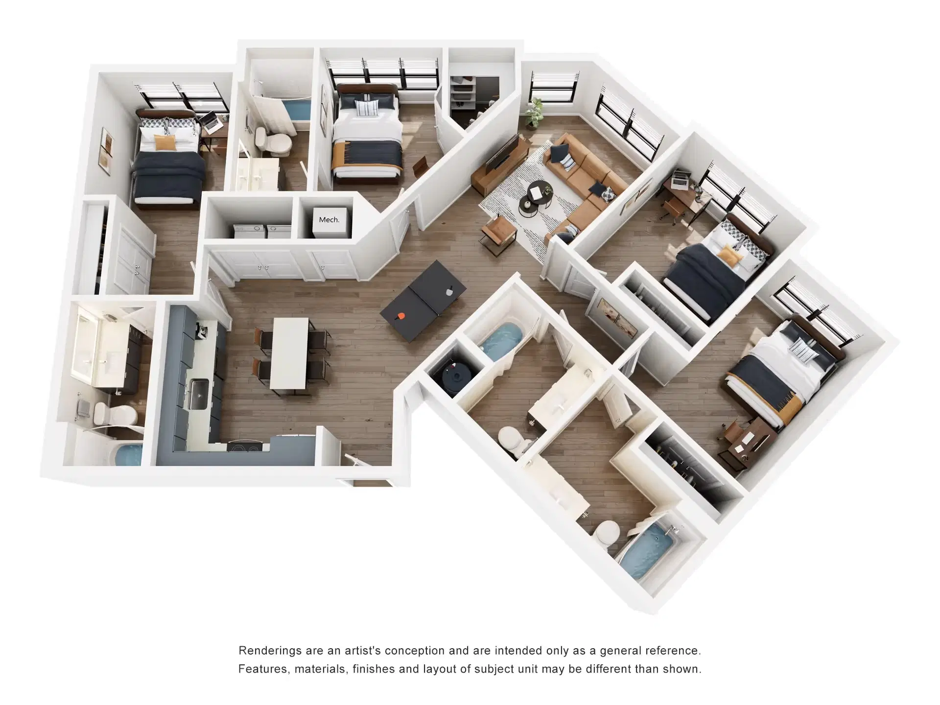 The Rook, Orlando – Room in 4 Bedroom 4 Bathroom | D3