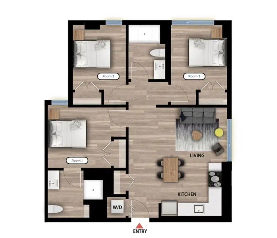 Post, Chicago – Private Bed in a 3 Bed 2 Bath B