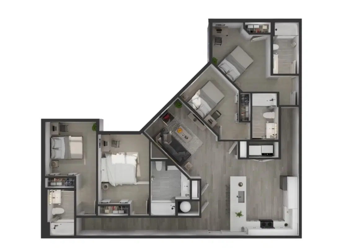 Lofts at Cascades, Tallahassee – 4 Bed 4 Bath | 4B