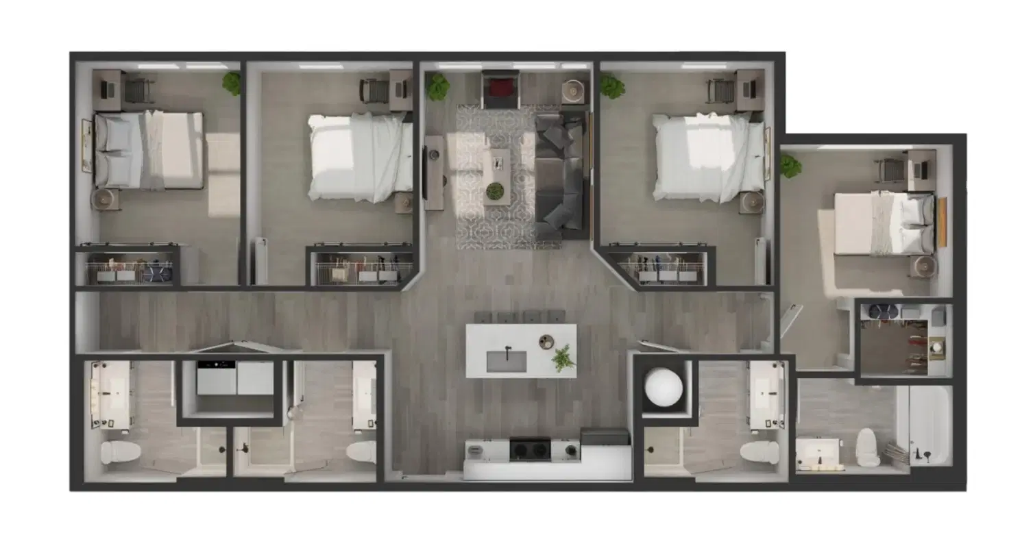 Lofts at Cascades, Tallahassee – 4 Bed 4 Bath | 4C