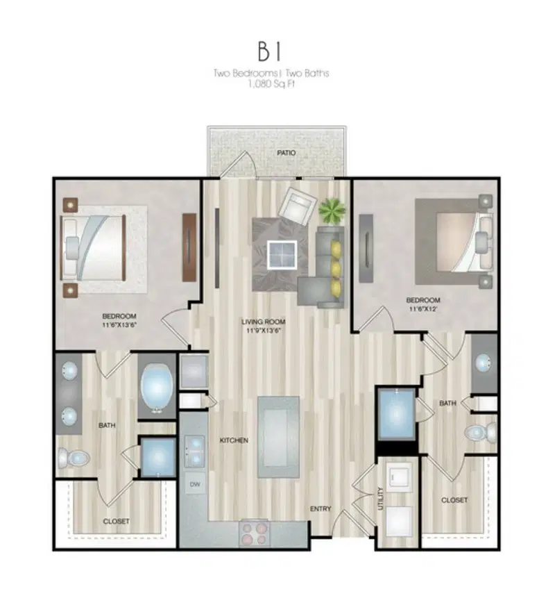 Oxford at Medical Center, San Antonio – Room in 2 Bed 2 Bath | B1
